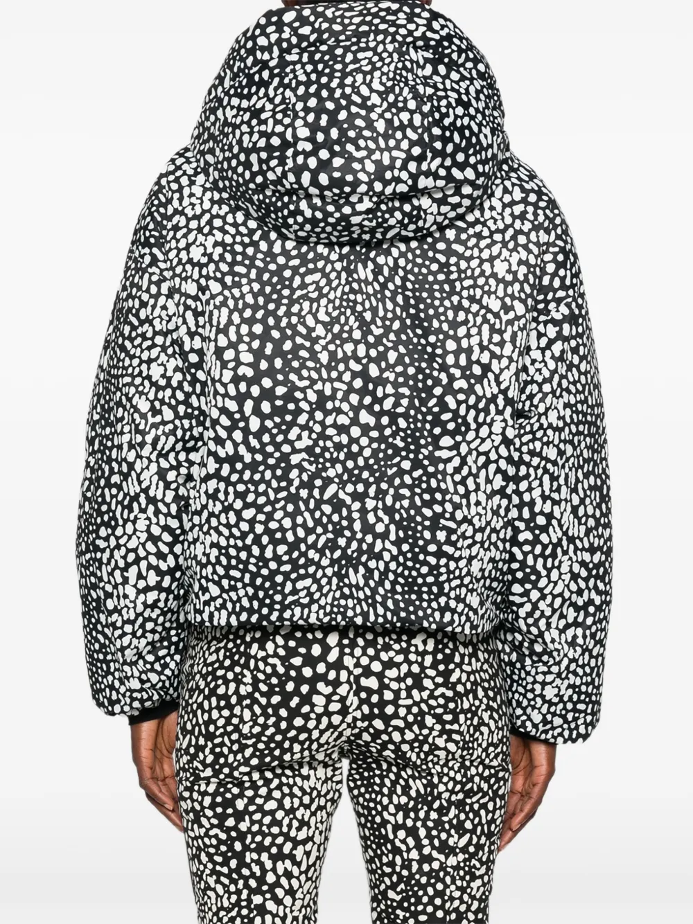 Perfect Moment Bubble ski-jack met luipaardprint Zwart