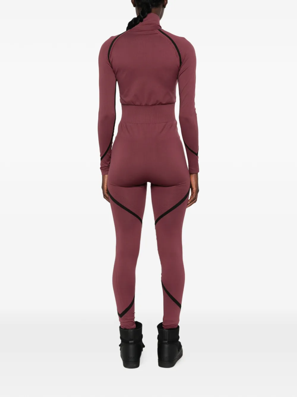 Perfect Moment Naadloze ski-jumpsuit met vlakken Rood