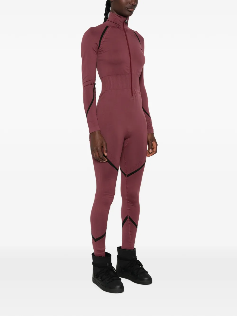Perfect Moment Naadloze ski-jumpsuit met vlakken Rood