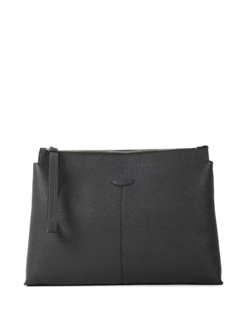 Tod's logo-patch pebbled clutch bag