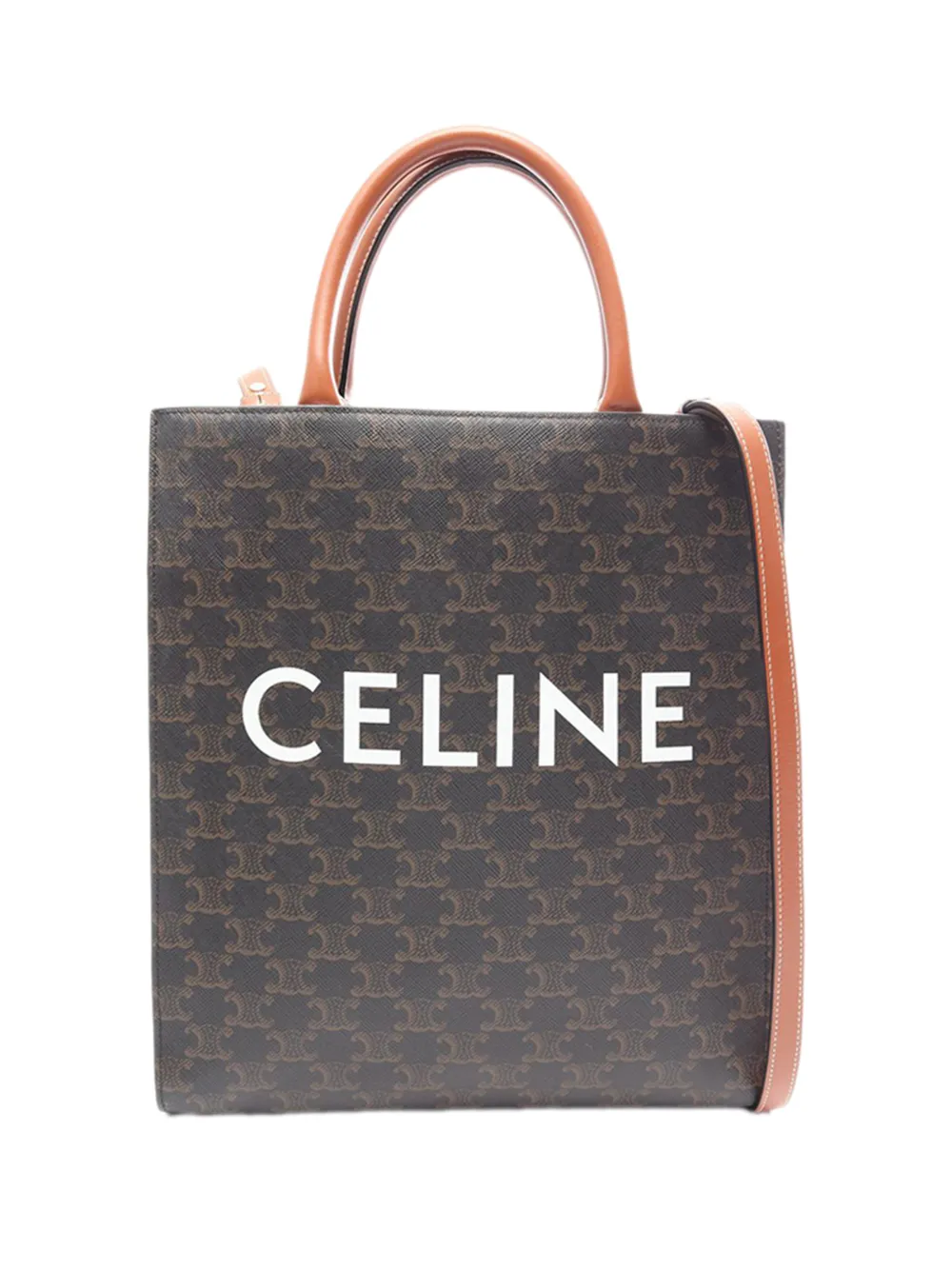 Celine Pre-Owned 2000-2026 Small Triomphe Coated Canvas Vertical Cabas Tote satchel - Brown