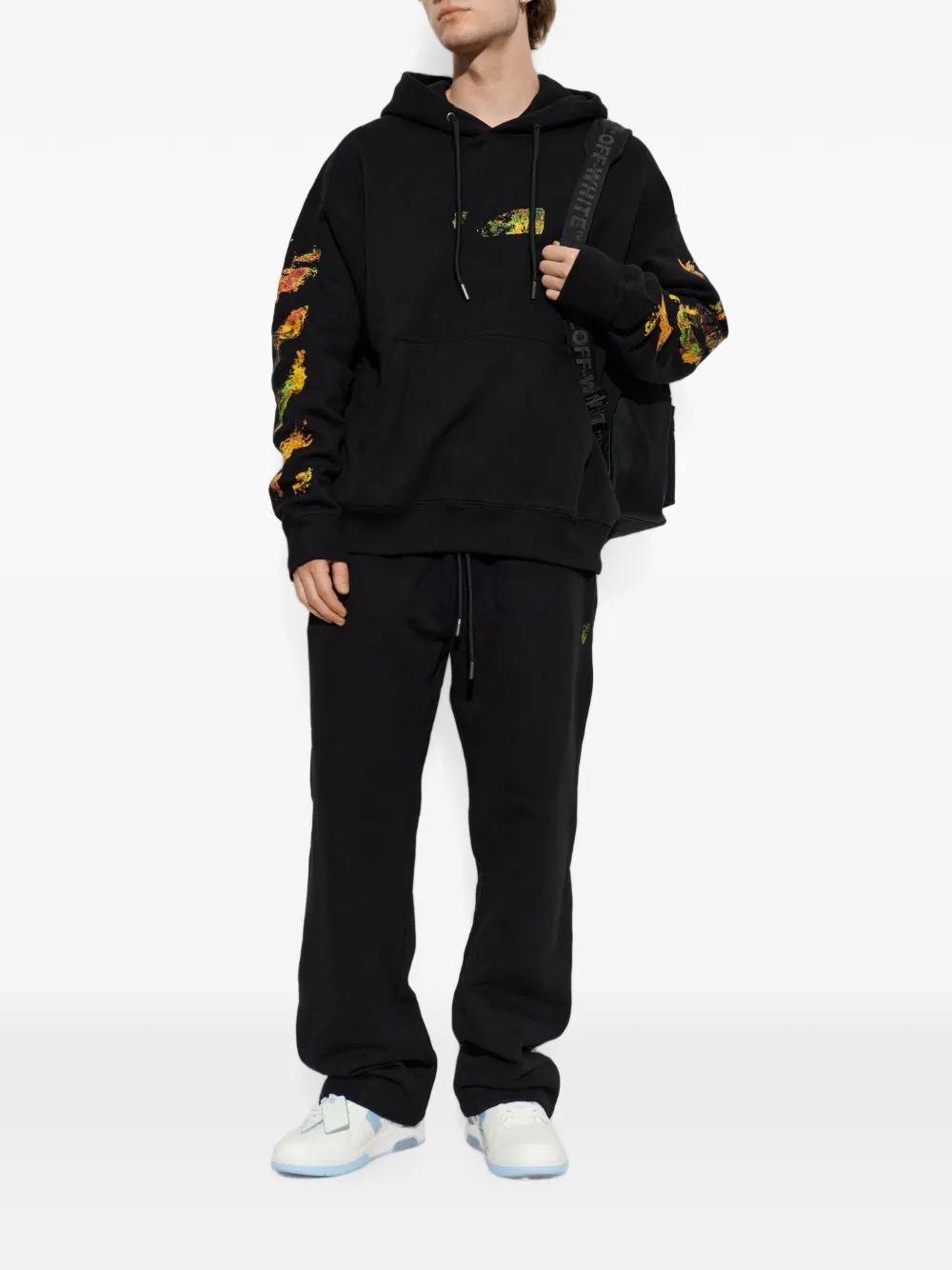 Off-White Arrows-print drawstring hoodie Zwart