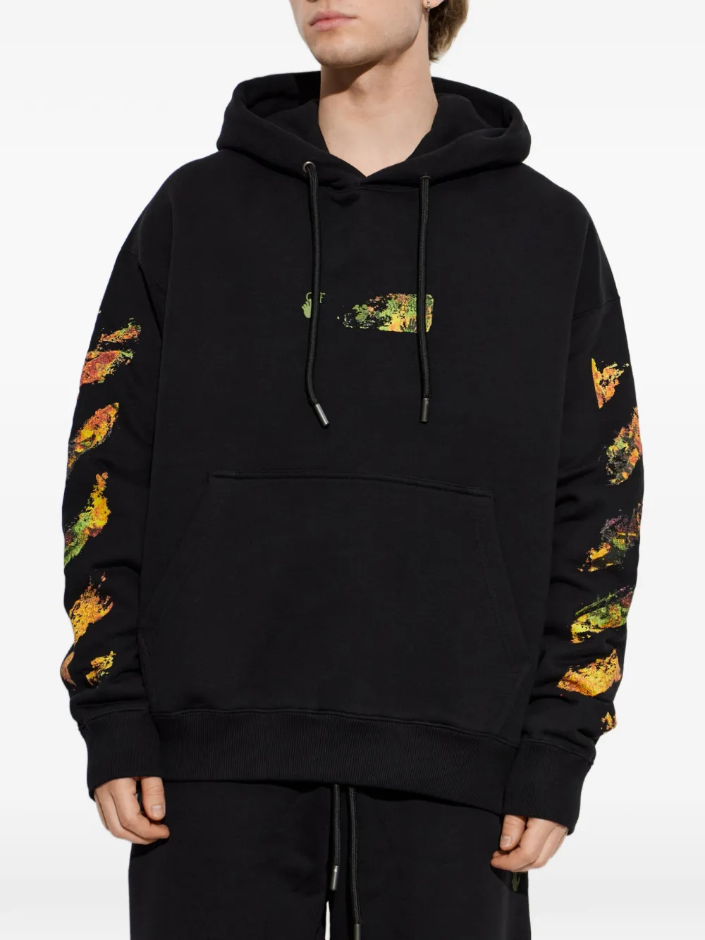 Off-White Arrows-print drawstring hoodie Zwart