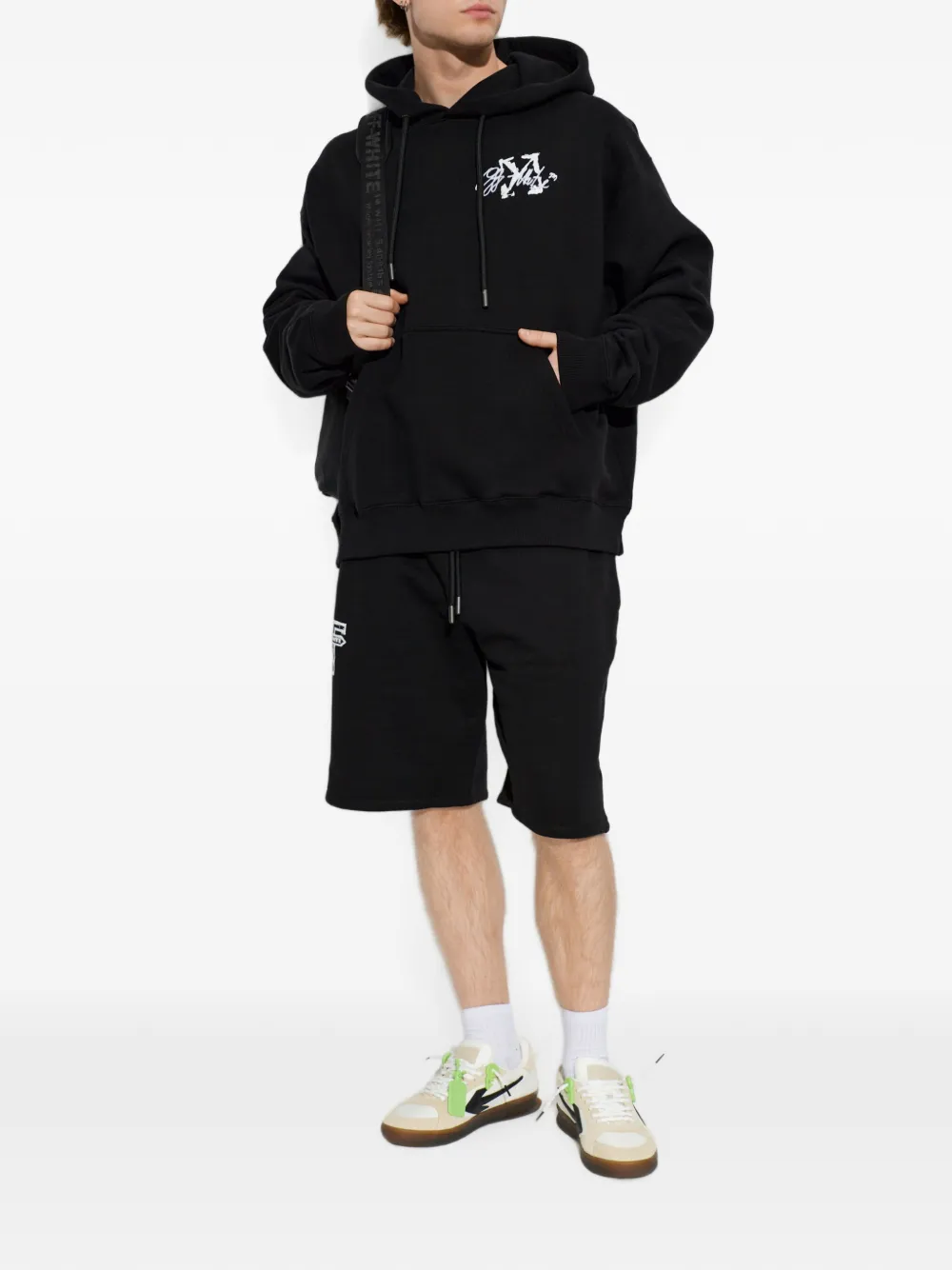 Off-White Hoodie met logoprint en trekkoord Zwart