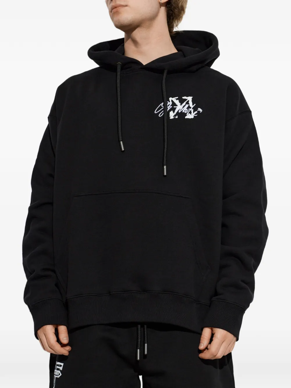 Off-White Hoodie met logoprint en trekkoord Zwart