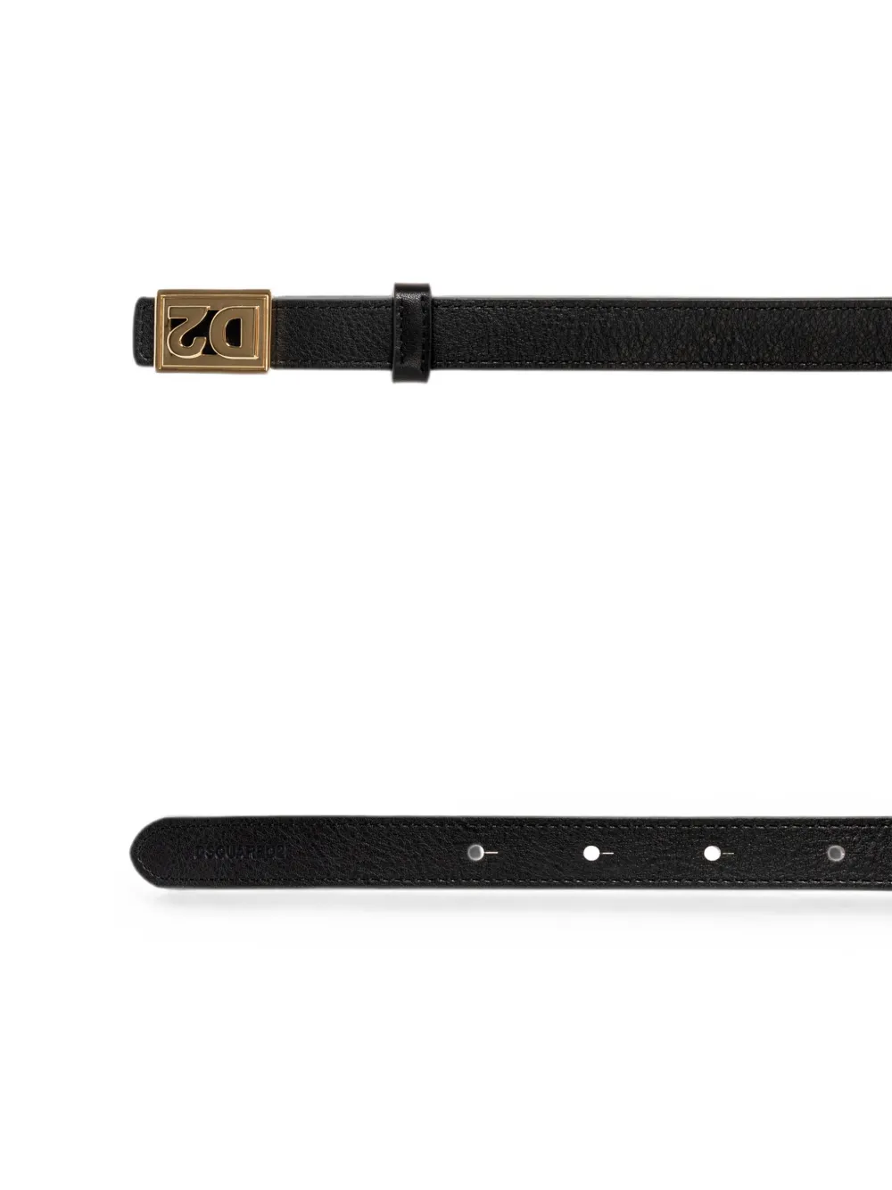 Dsquared2 D2 Plaque Leather Belt In Black