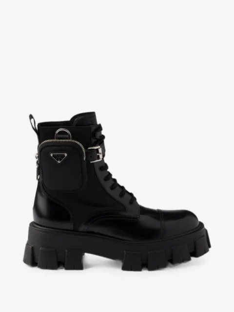 Prada Monolith leather and Re-Nylon boots with pouch