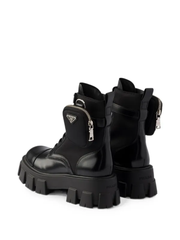 Prada モノリス レザー＆リナイロンブーツ | ブラック | FARFETCH JP