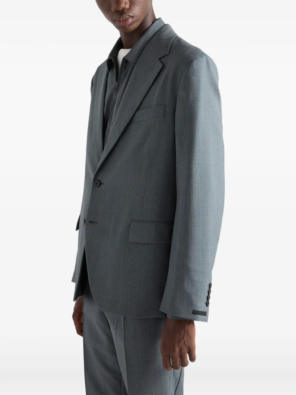 Prada Single-breasted Wool Blazer In Gray