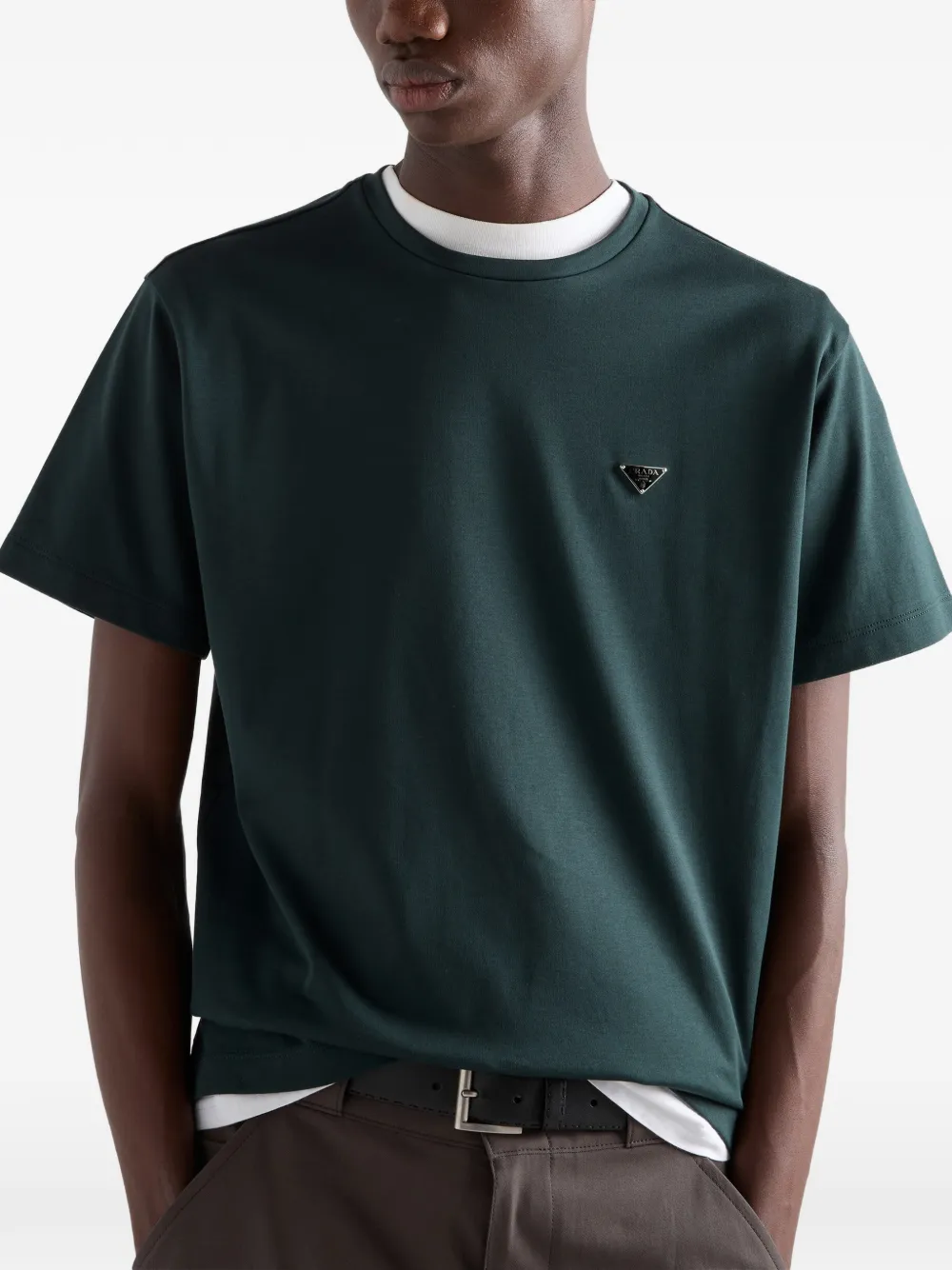 Prada T-shirt met logoplakkaat Groen