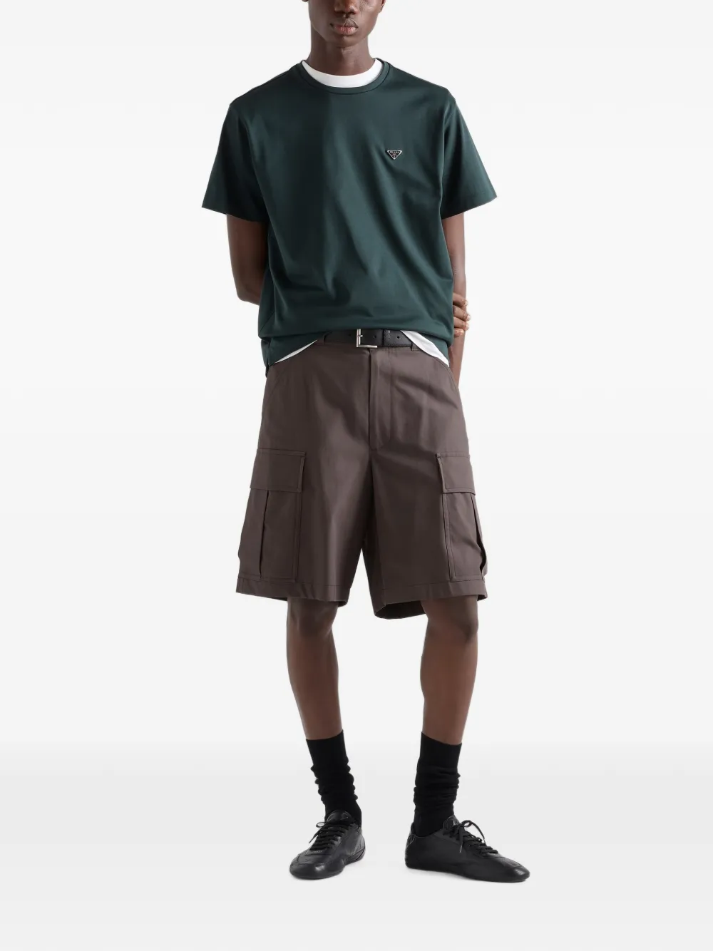 Prada T-shirt met logoplakkaat Groen