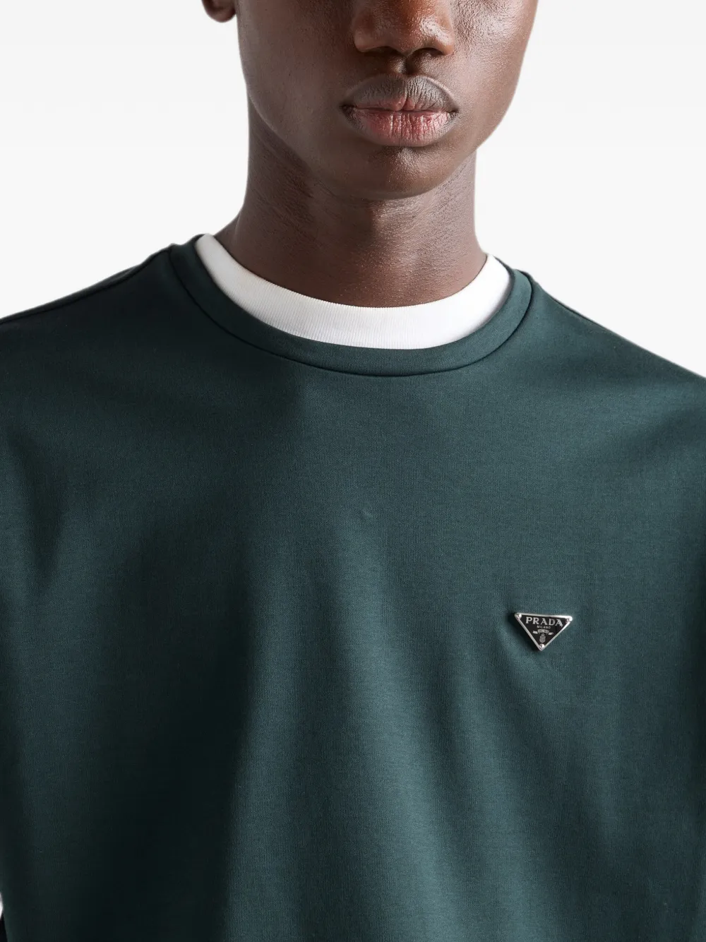 Prada T-shirt met logoplakkaat Groen