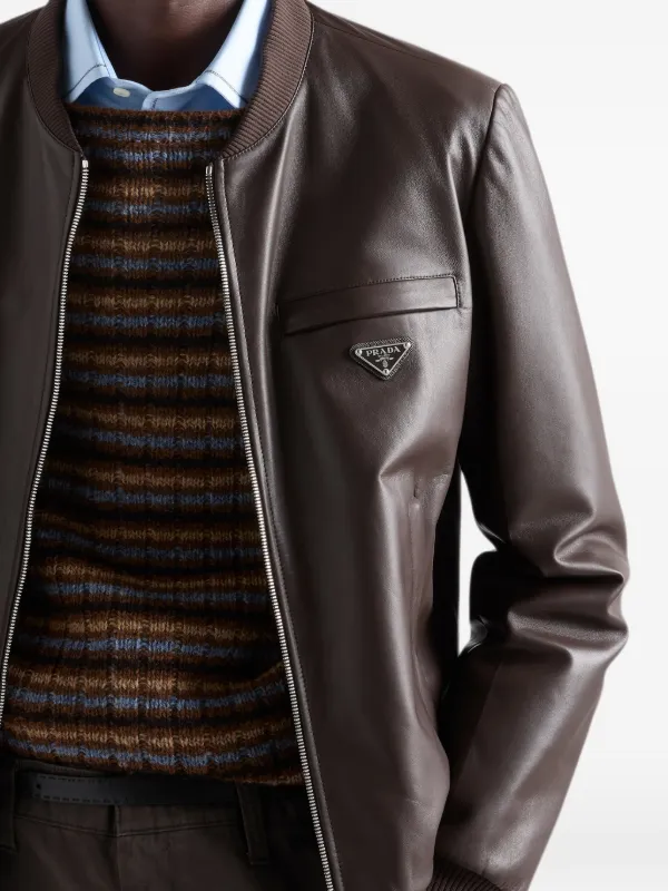 Prada Reversible Nappa Leather Bomber Jacket | Brown | FARFETCH