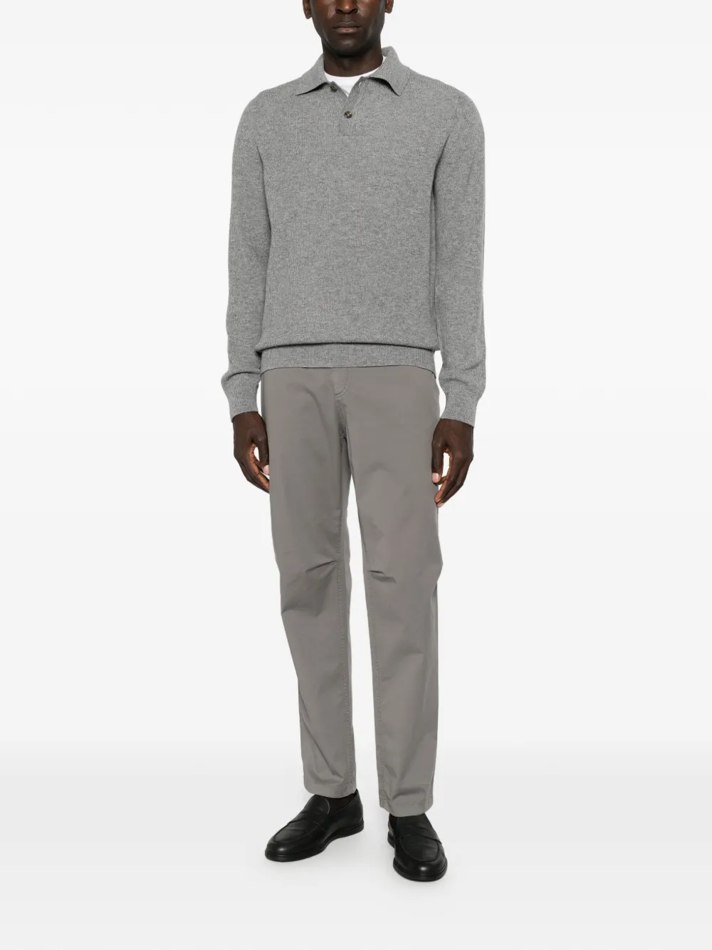 Lardini Fijngebreid poloshirt Grijs