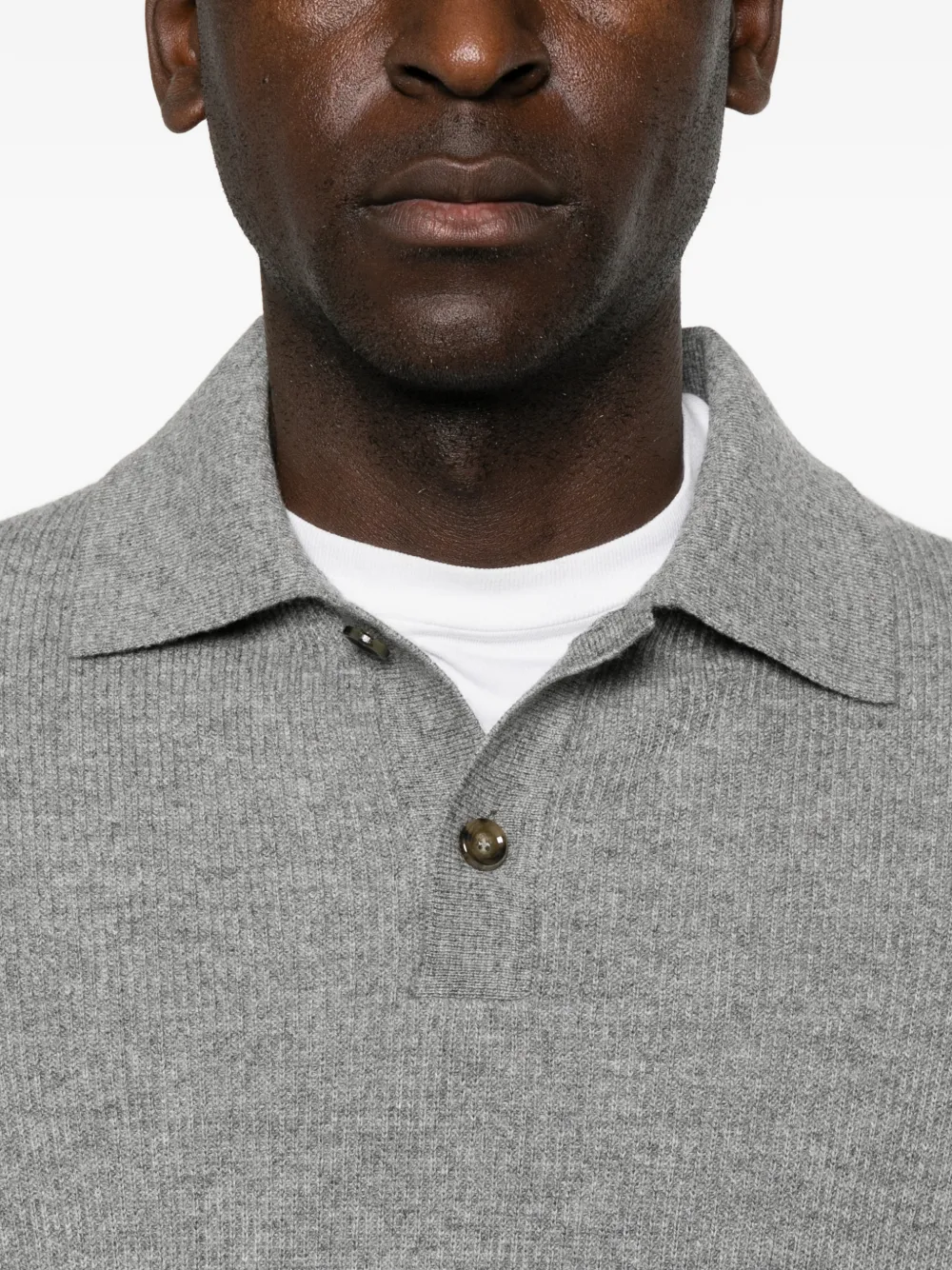 Lardini Fijngebreid poloshirt Grijs