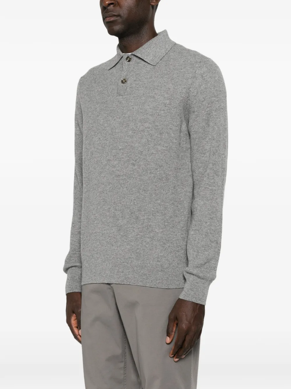Lardini Fijngebreid poloshirt Grijs