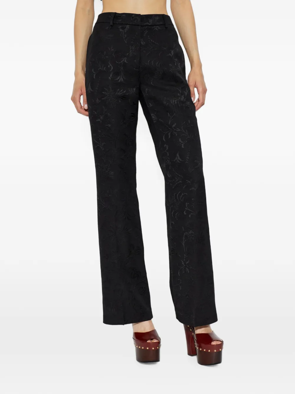 ETRO floral-jacquard palazzo pants Zwart