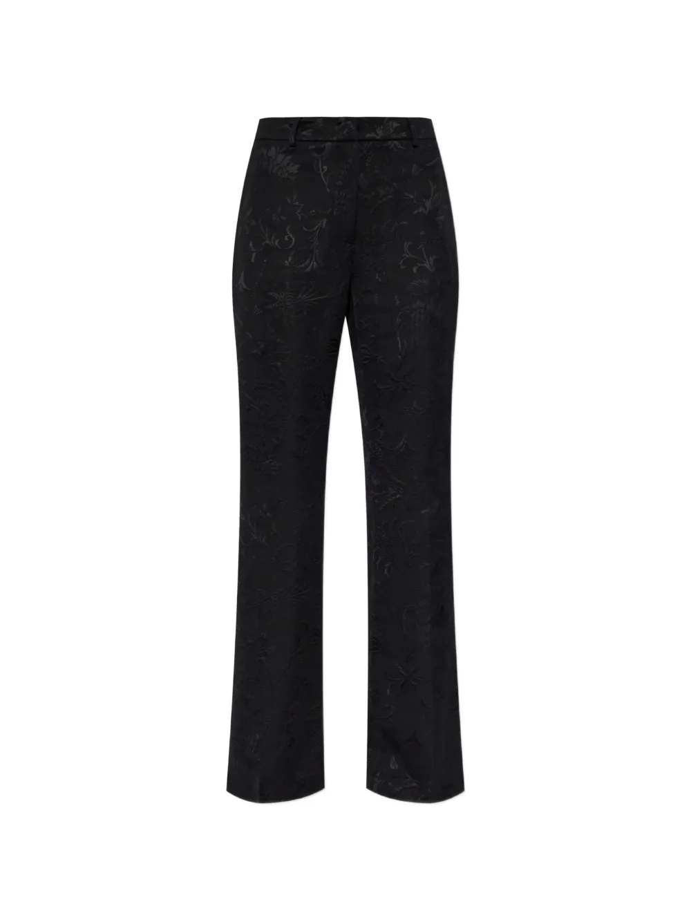 Etro Floral-jacquard Flared Trousers In Black