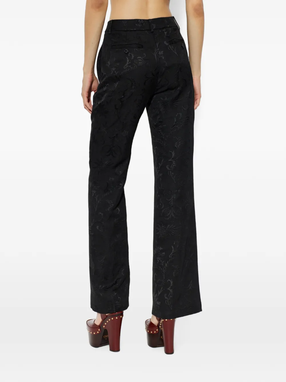 ETRO floral-jacquard palazzo pants Zwart