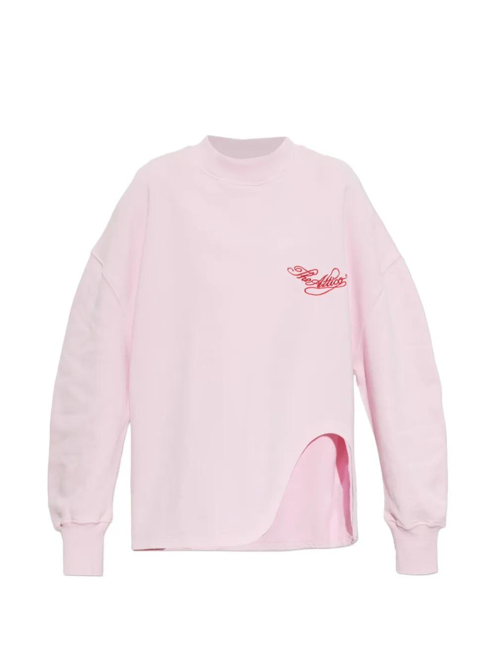 The Attico slit-detail logo-embroidered T-shirt - Rosa