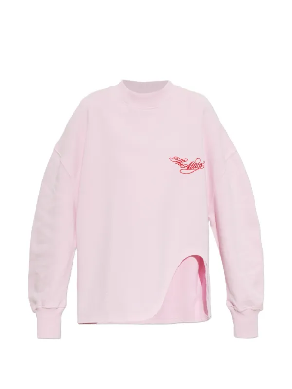 The Attico Slit-detail Logo-embroidered T-shirt in Pink