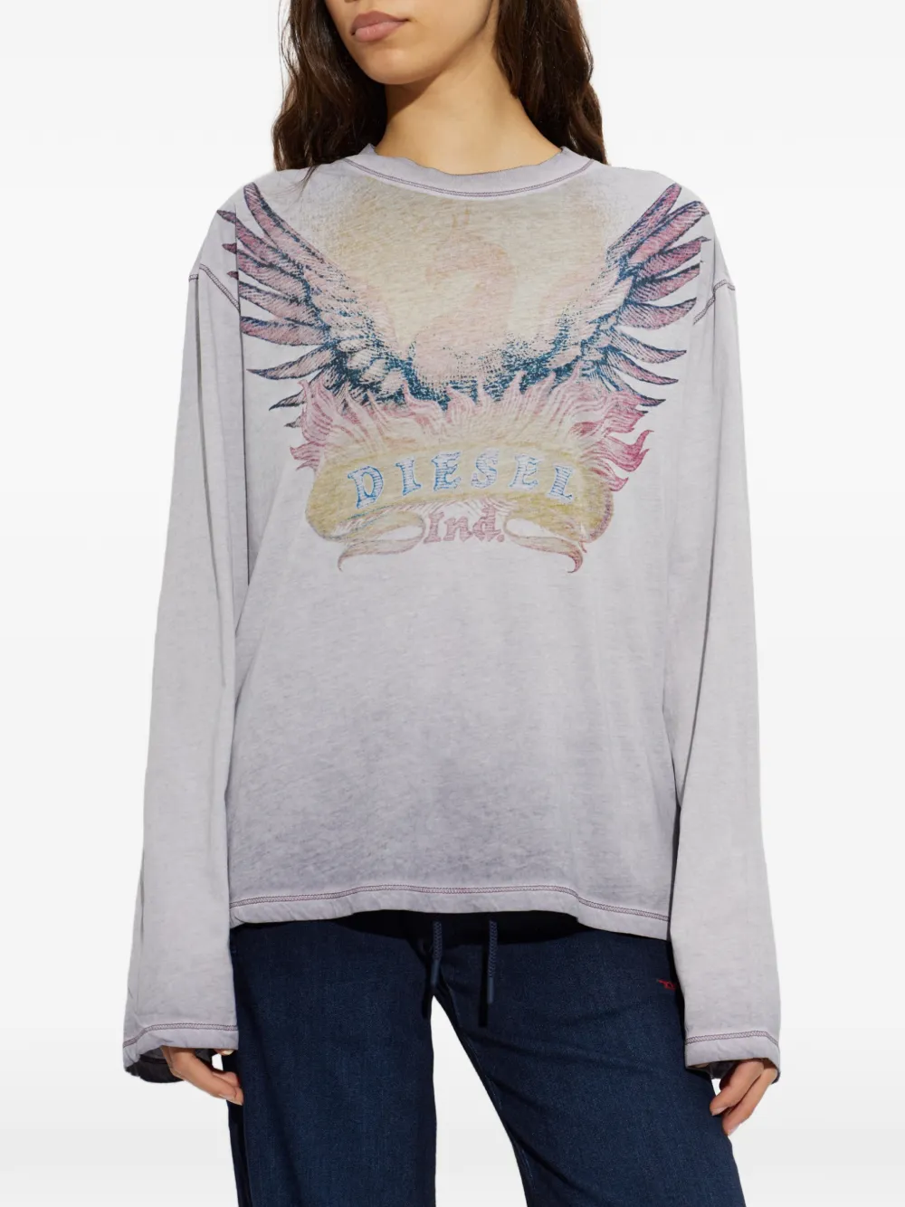 Diesel T-Hilary-LS T-shirt Paars