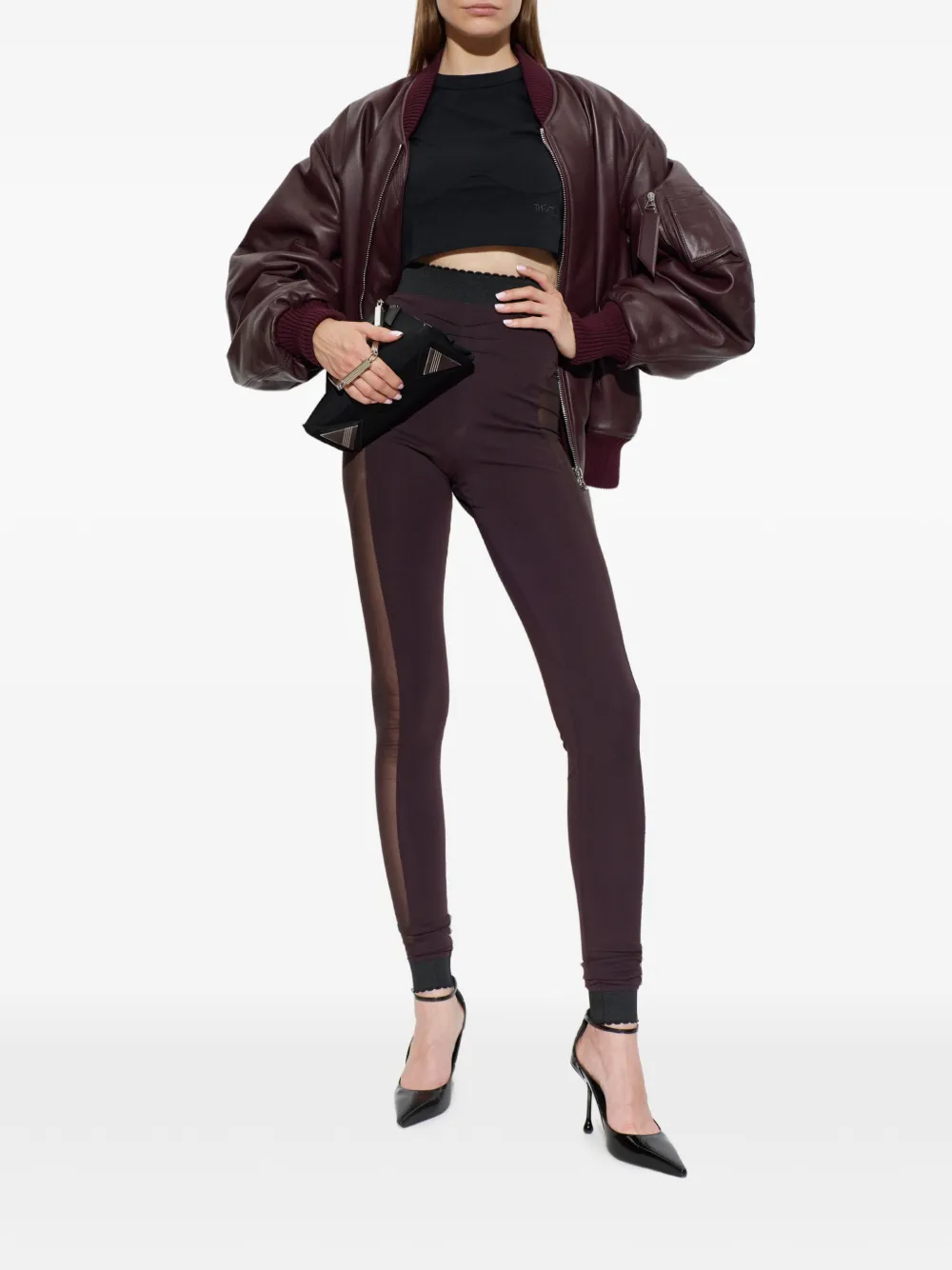 The Attico sheer-panelled leggings Paars