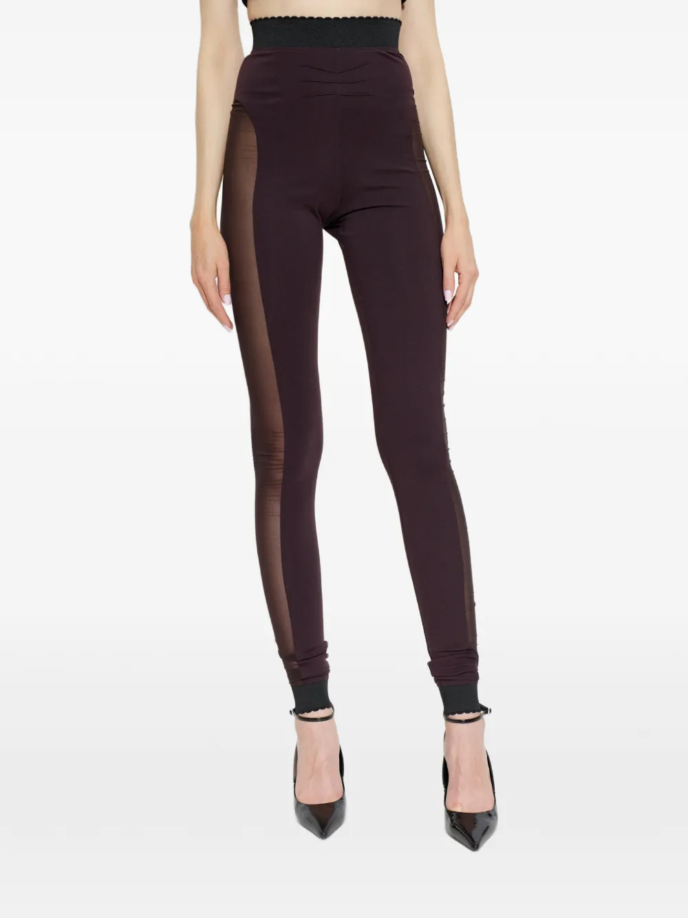 The Attico sheer-panelled leggings Paars