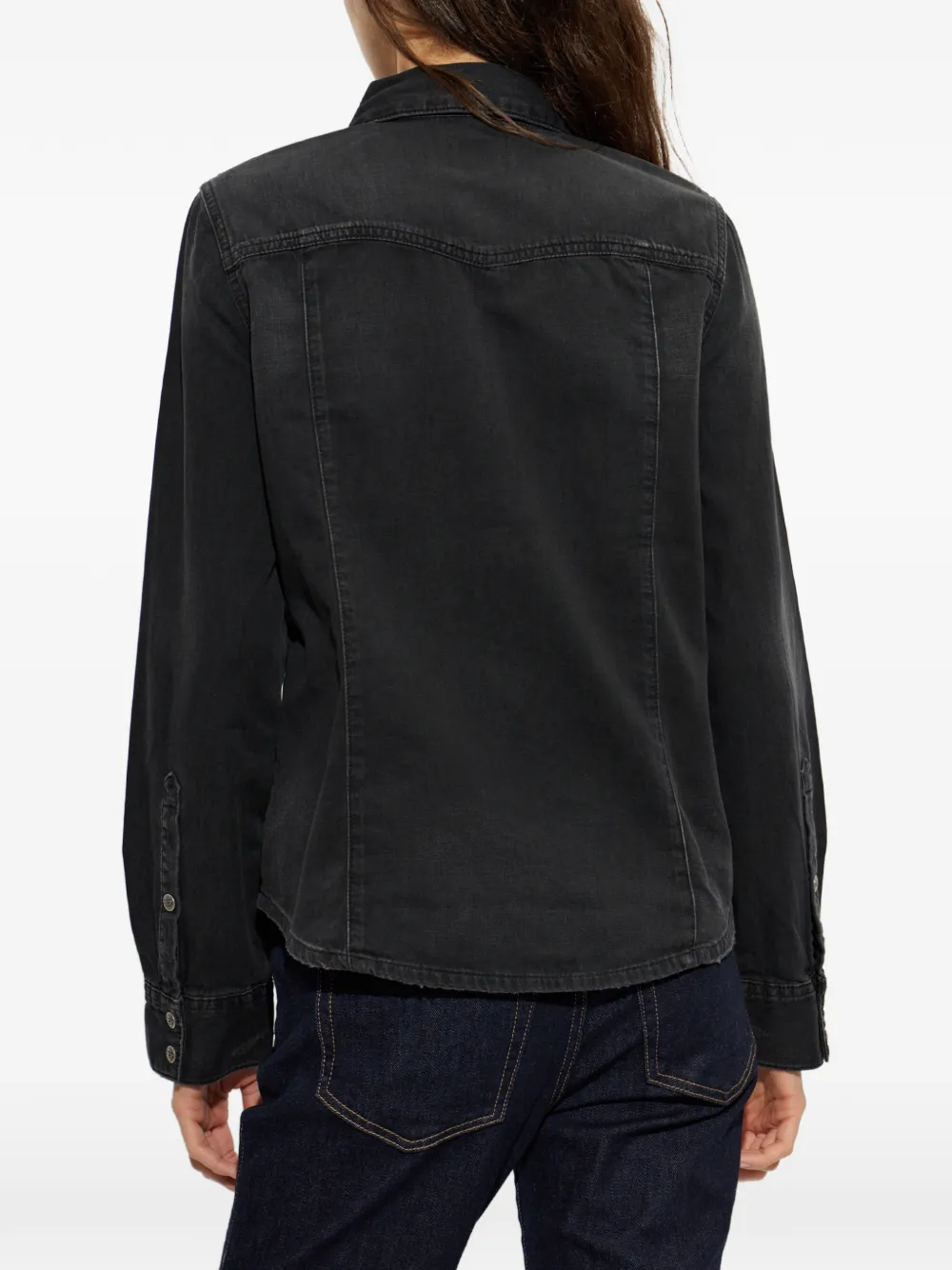 Diesel Western blouse van behandeld denim Zwart