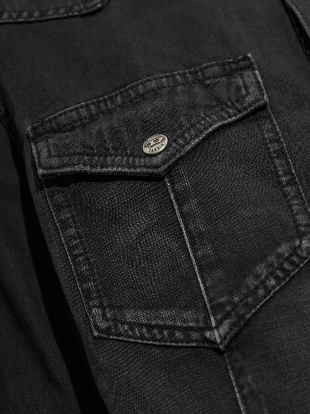 Diesel Western blouse van behandeld denim Zwart