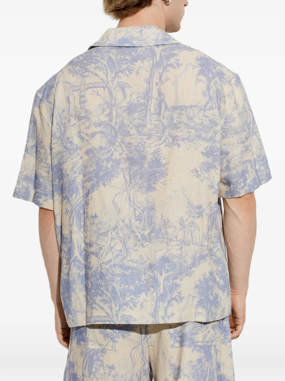 Off-White City Nature linnen bowlingshirt Beige
