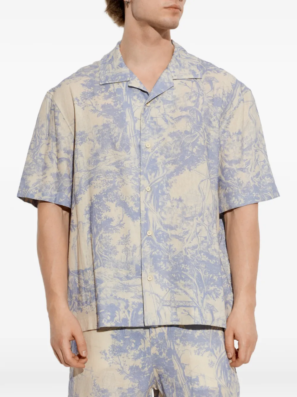 Off-White City Nature linnen bowlingshirt Beige