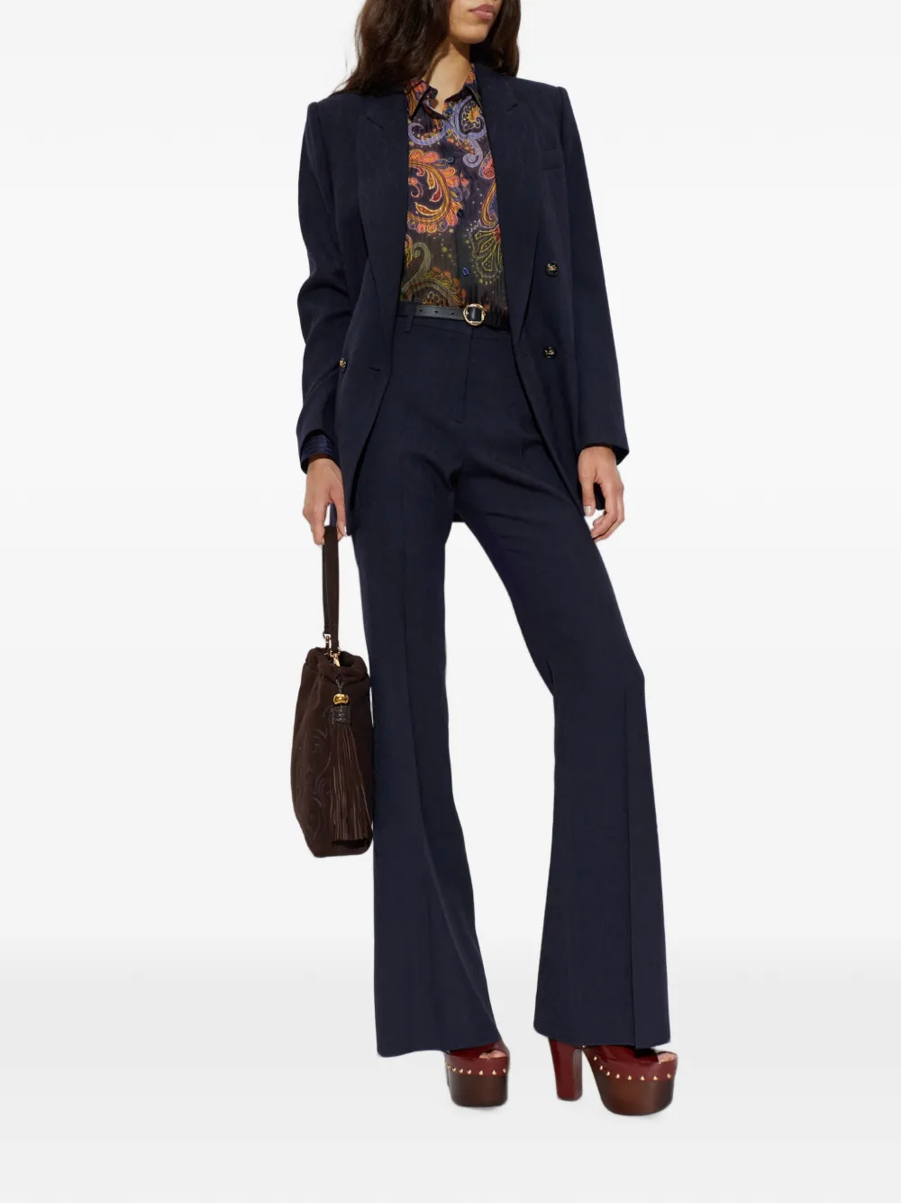 ETRO paisley-jacquard trousers Blauw