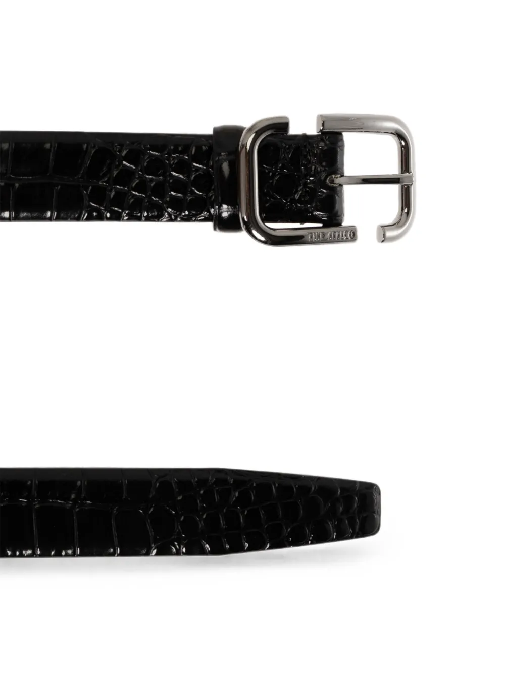 The Attico Riem met krokodillen-effect en kettingdetail Zwart