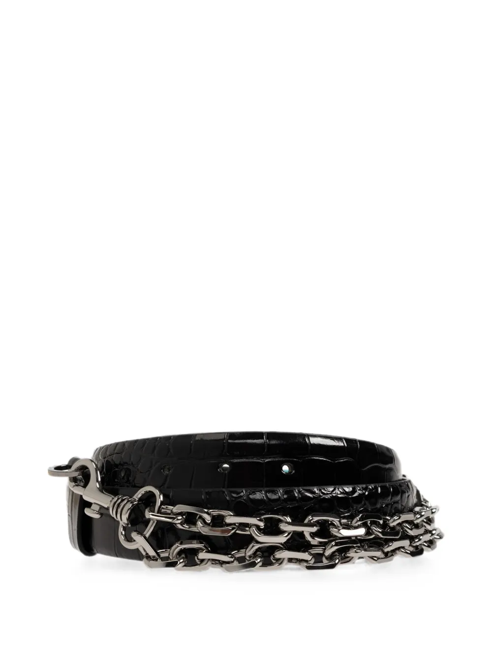 The Attico Riem met krokodillen-effect en kettingdetail Zwart