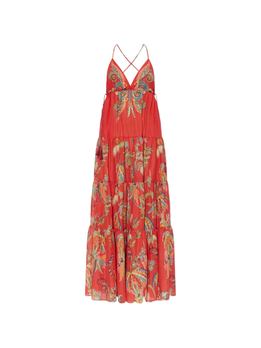 ETRO paisley-print tiered maxi dress - Rosso