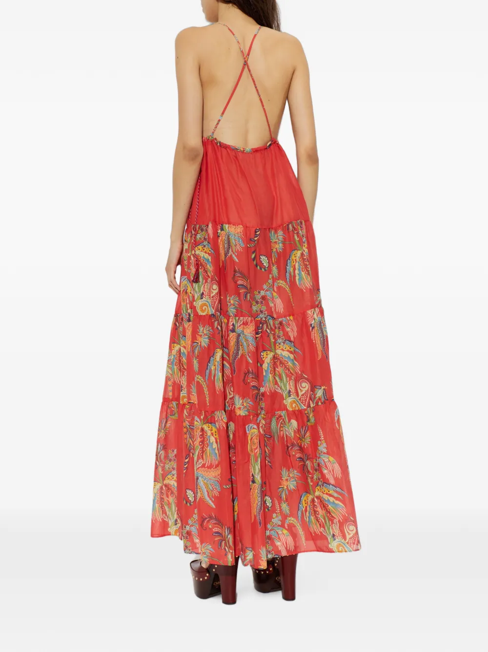 ETRO paisley-print tiered maxi dress Rood