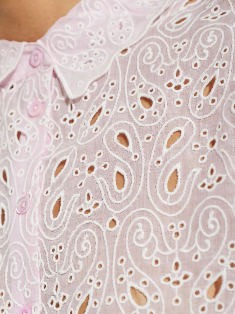 FRAME Blouse met paisley-print en ringlets Roze