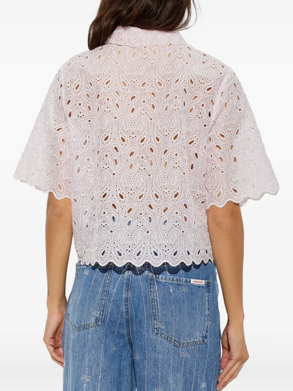 FRAME Blouse met paisley-print en ringlets Roze