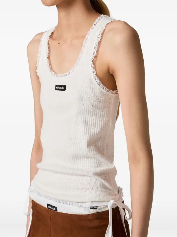 Miu Miu Cotton Top | White | FARFETCH JO