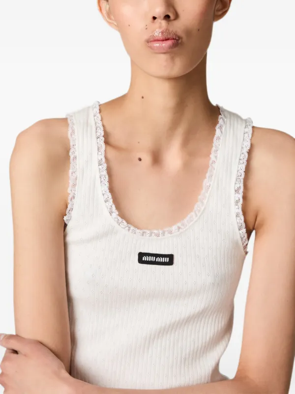 Miu Miu Cotton Top | White | FARFETCH JO