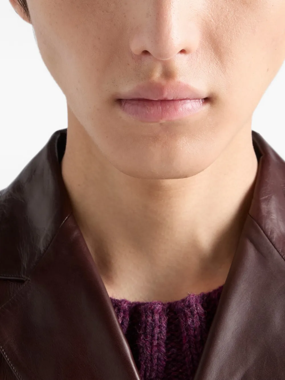 Prada double-breasted nappa leather coat Bruin