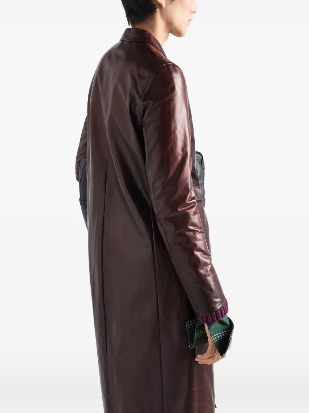 Prada double-breasted nappa leather coat Bruin