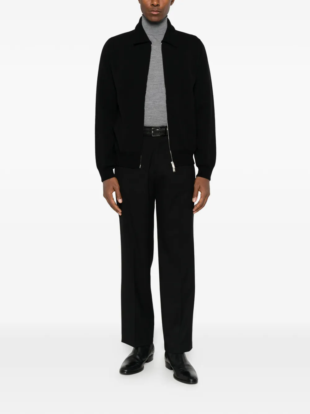 Lardini zip-up knitted jacket Zwart