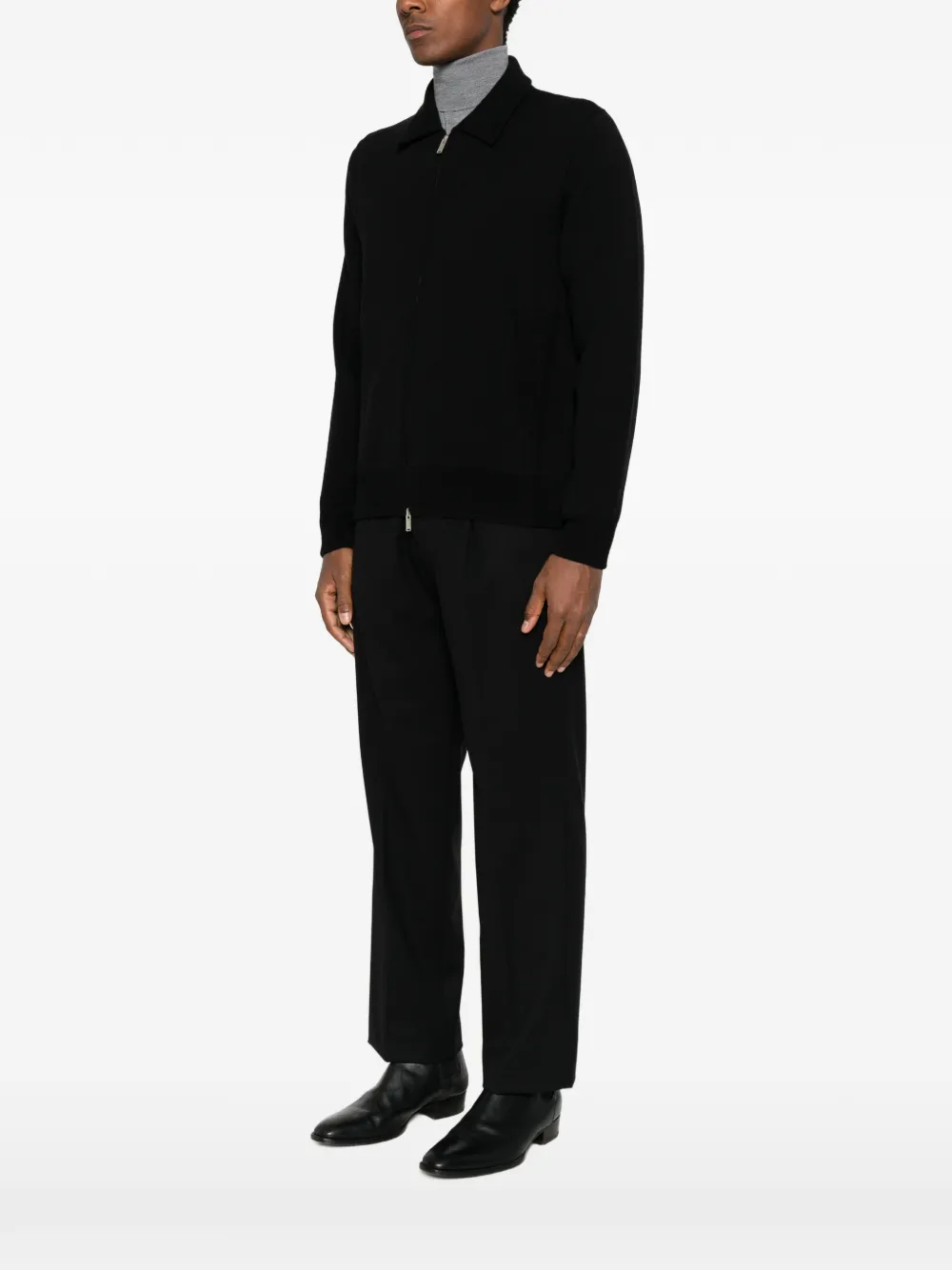 Lardini zip-up knitted jacket Zwart