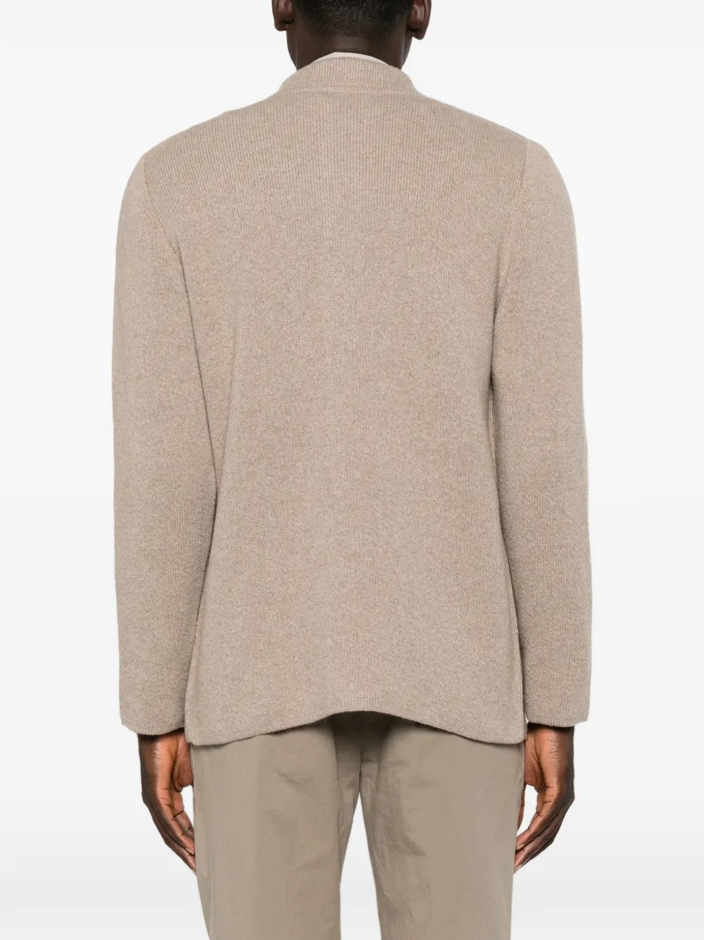 Lardini Button-up jack met ronde hoge kraag Beige