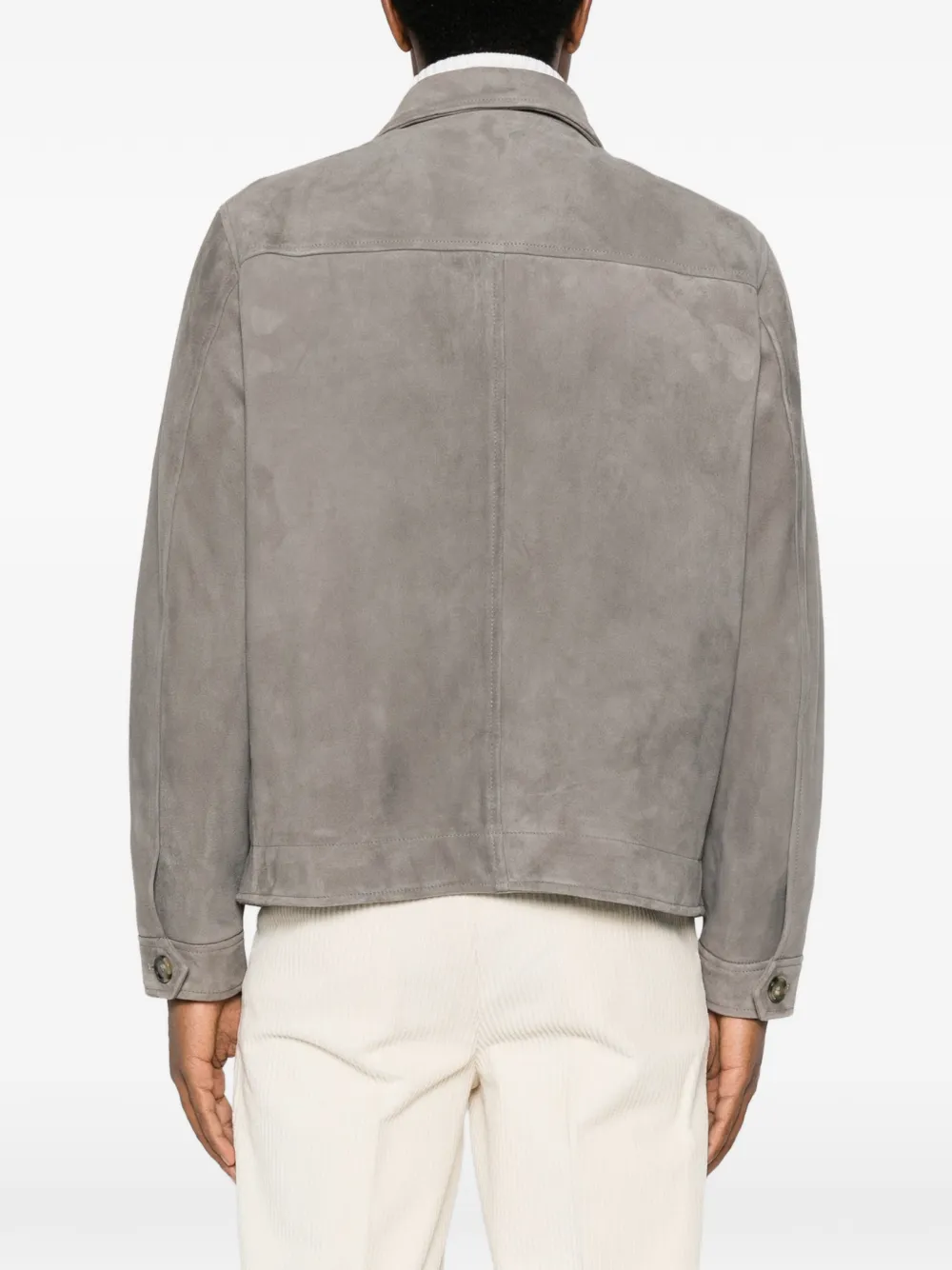 Lardini button-up suede jacket Grijs