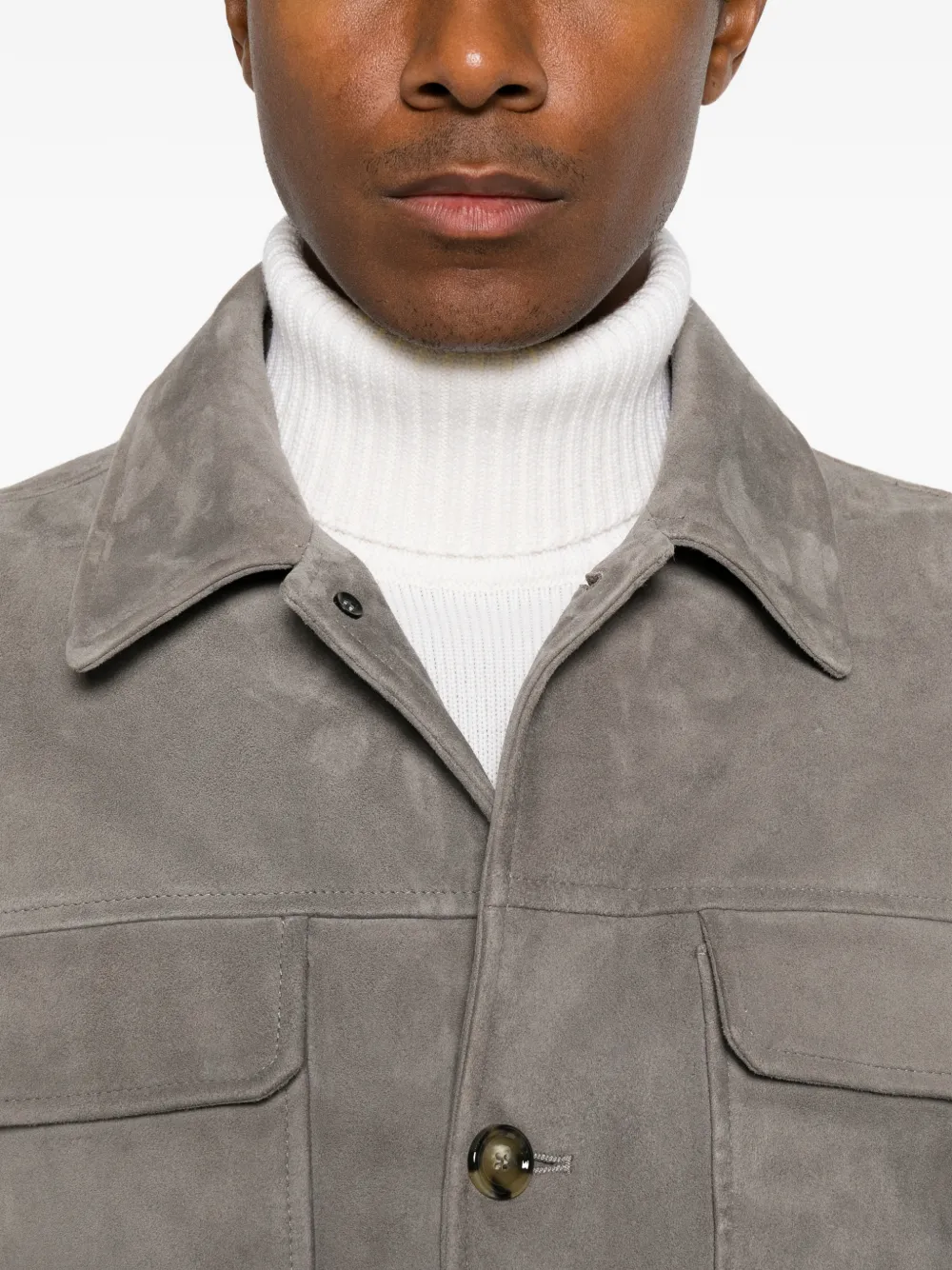 Lardini button-up suede jacket Grijs