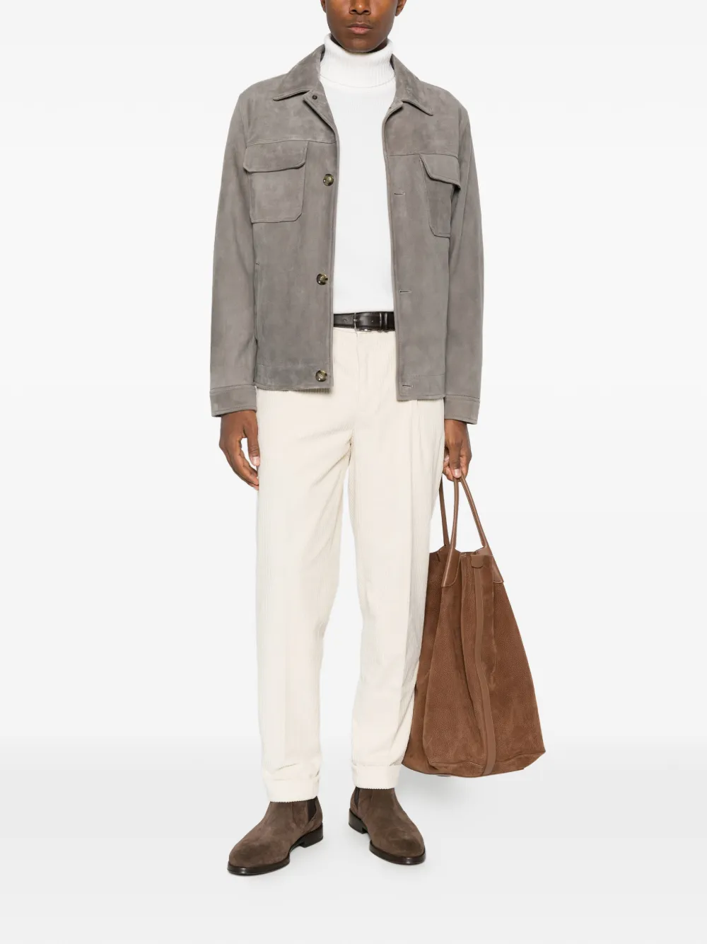 Lardini button-up suede jacket Grijs