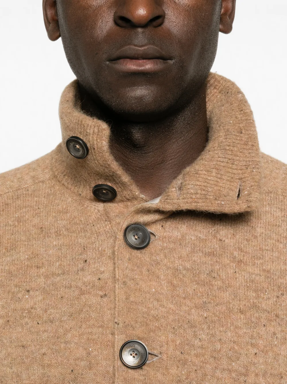 Herno Vest met knoopsluiting en hoge hals Bruin